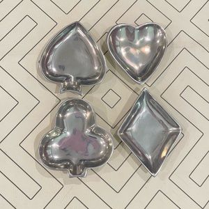 Silver Club Spade Diamond Hearts Trinket Dishes